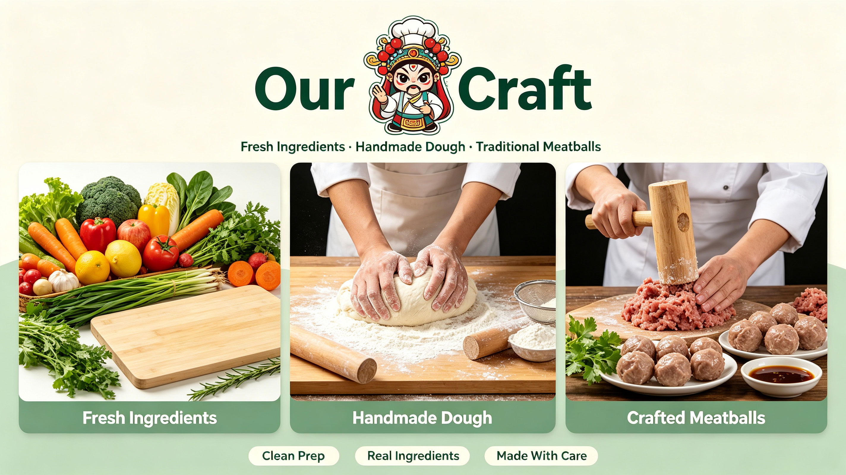 Our Craft — Fresh Ingredients, Handmade Dough, Traditional Meatballs